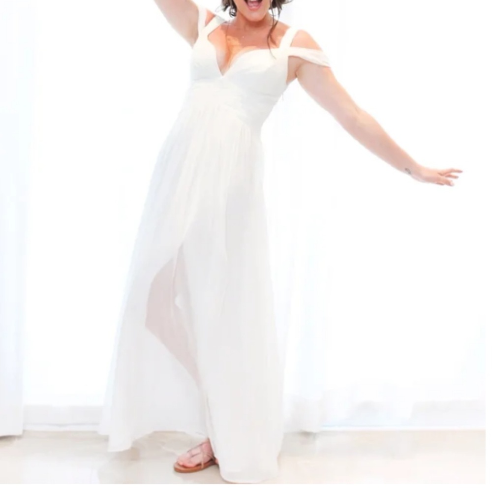 Lulu's OCEAN OF ELEGANCE IVORY MAXI DRESS